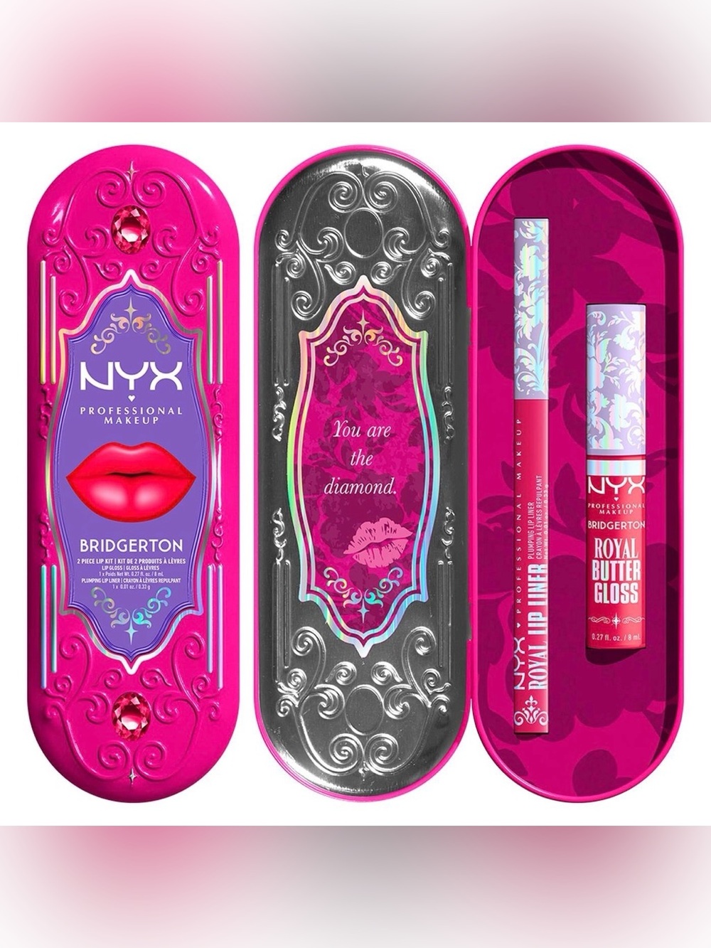 Bridgerton Royal Butter Gloss & Lip Liner tin set NYX